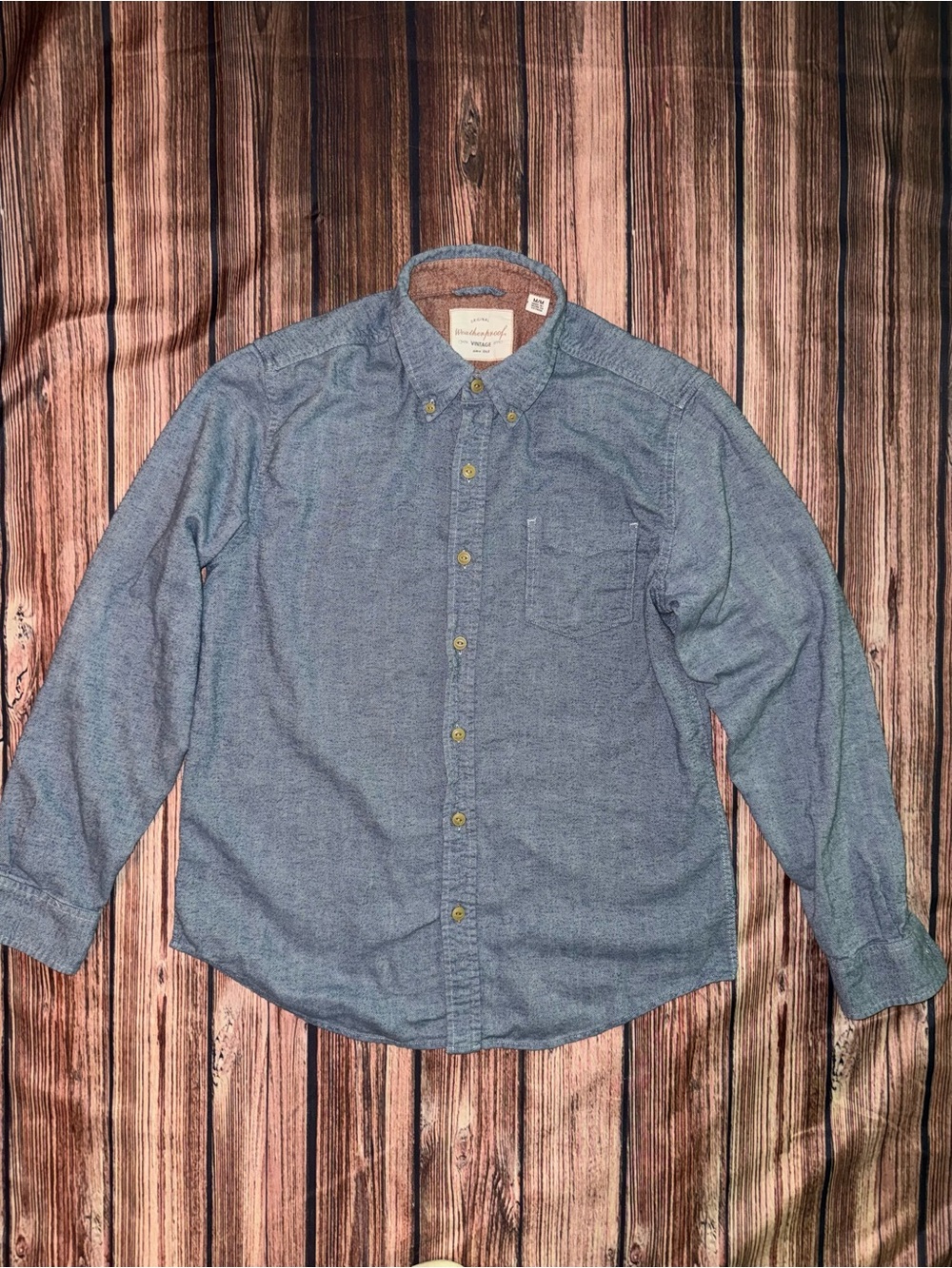 Weatherproof Slate Blue Button-Down Casual Shirt